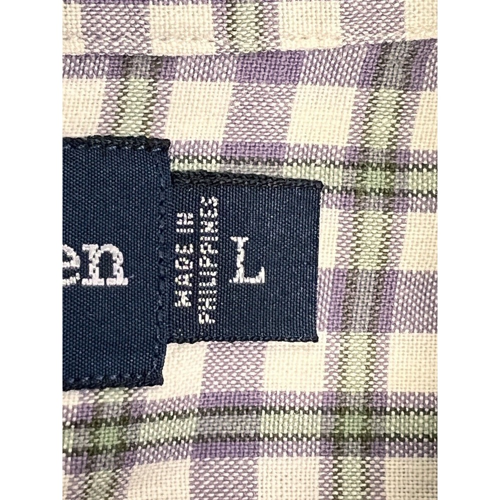 Ralph Lauren Mens Button Down Shirt Blake Cotton Purple Green Check Plaid Size L - Picture 5 of 7